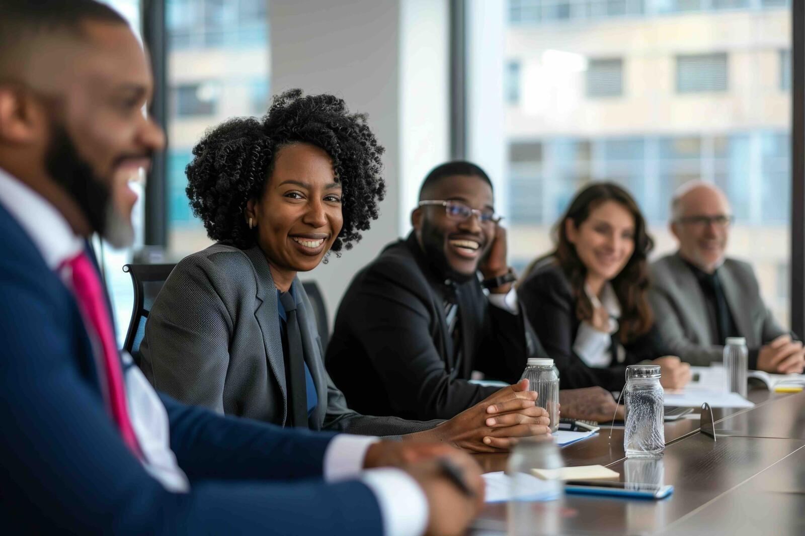 group-professionals-smiles-interacts-meeting-sleek-office-space-highlighting-teamwork-open-communication-colleagues